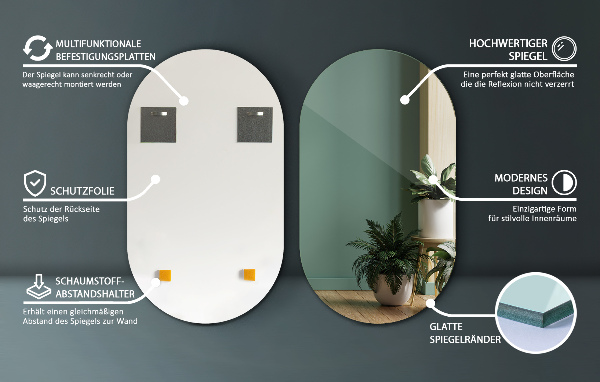 Espelho oval 46x80 cm