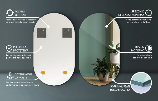 Espelho oval 46x80 cm