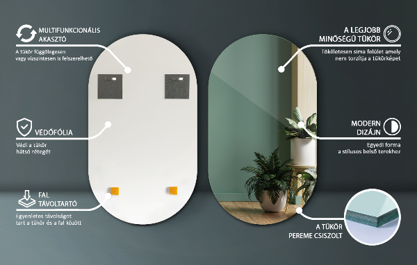 Espelho parede oval 52x90 cm