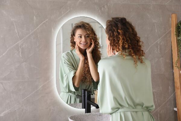 Espelho oval com led 46x80 cm