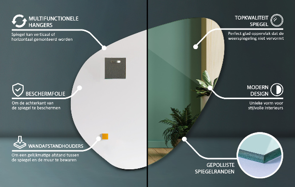 Espelho irregular orgânico sem moldura 48x48 cm
