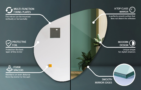 Espelho orgânico de forma moderna sem moldura 58x58 cm
