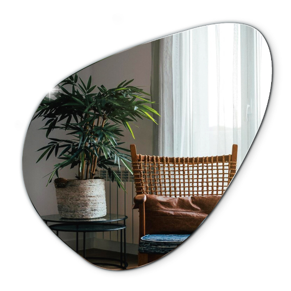 Espelho orgânico suspenso decorativo moderno 68x67 cm