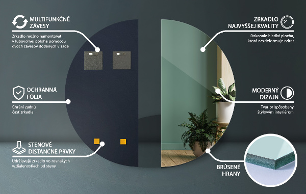 Espelho semicircular sem moldura 30x60 cm