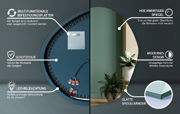 Espelho por medida LED 48x48 cm