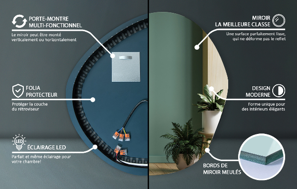Espelho assimétrico LED 68x67 cm