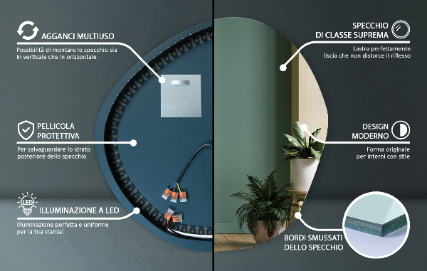 Espelho por medida LED 87x86 cm