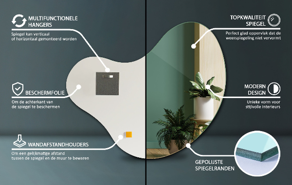 Espelho orgânico sem moldura 48x48 cm