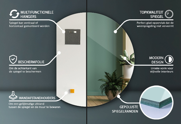 Espelho biselado sem moldura 74x90 cm