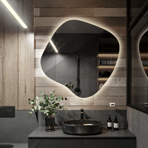 Espelho irregular com led 48x48 cm