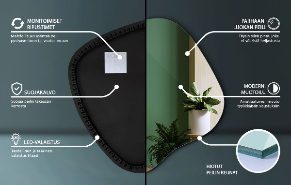 Espelho irregular com led 59x58 cm