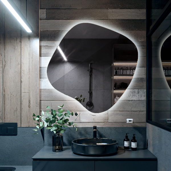 Espelho irregular com led 68x67 cm