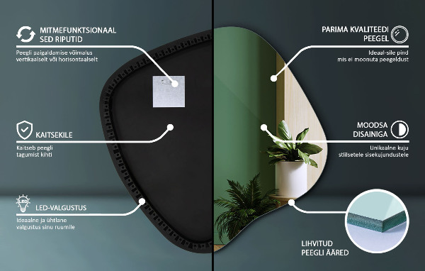 Espelho irregular com led 68x67 cm