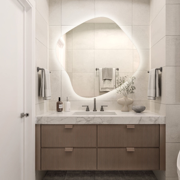 Espelho irregular com led 77x77 cm