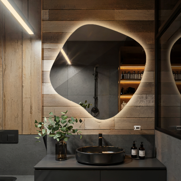 Espelho irregular com led 77x77 cm