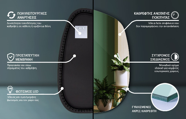 Espelho irregular com LED em forma de mancha 79x57 cm