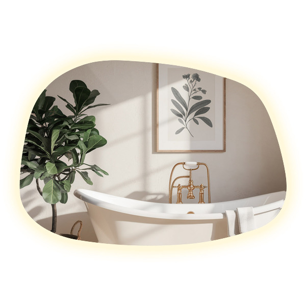 Espelho irregular com LED em forma de mancha 79x57 cm