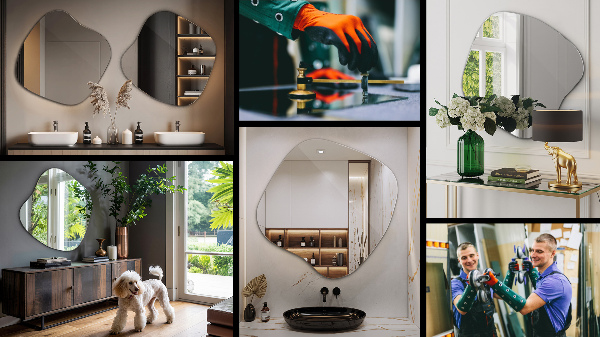 Espelho irregular em forma de mancha 68x67 cm