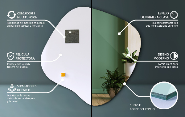 Espelho irregular em forma de mancha 77x77 cm