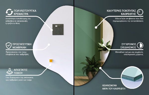 Espelho irregular em forma de mancha 77x77 cm