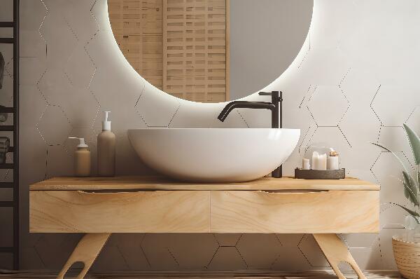 Espelho de meio-círculo com iluminação led 25x50 cm