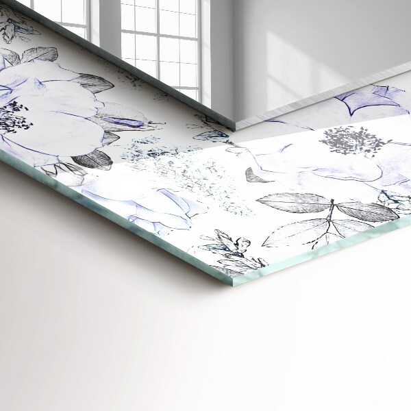 Espelho com moldura decorada com flores e folhas