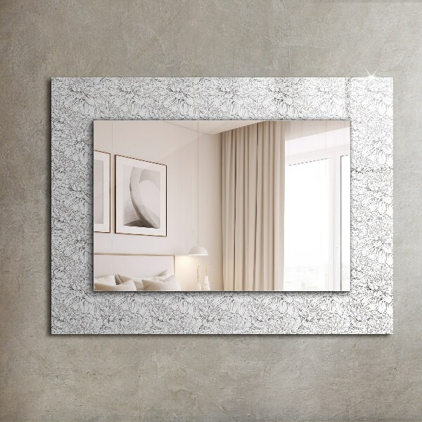 Espelho decorativo com padrão floral monocromático