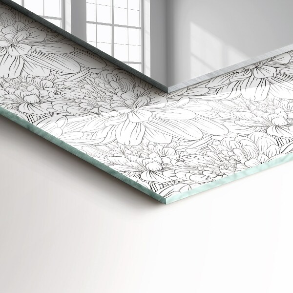 Espelho decorativo com padrão floral monocromático