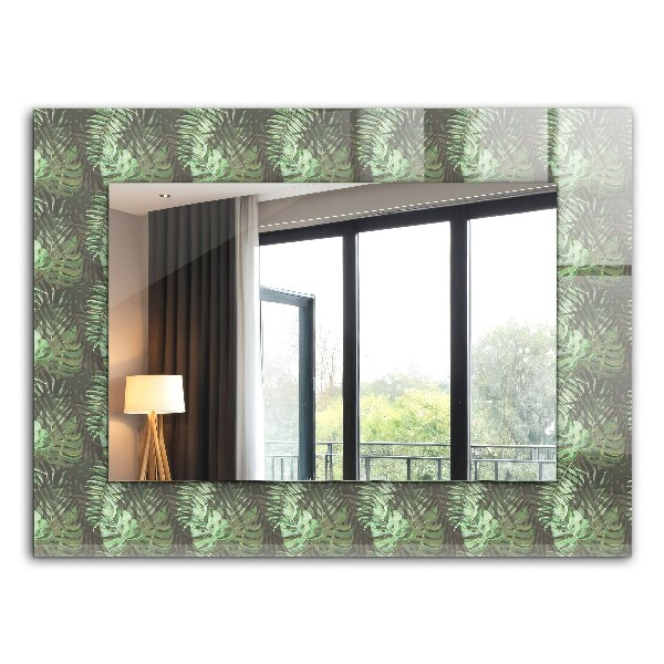 Espelho decorativo com tema de folhas tropicais