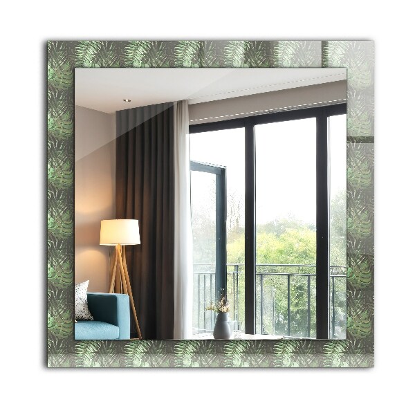 Espelho decorativo com tema de folhas tropicais