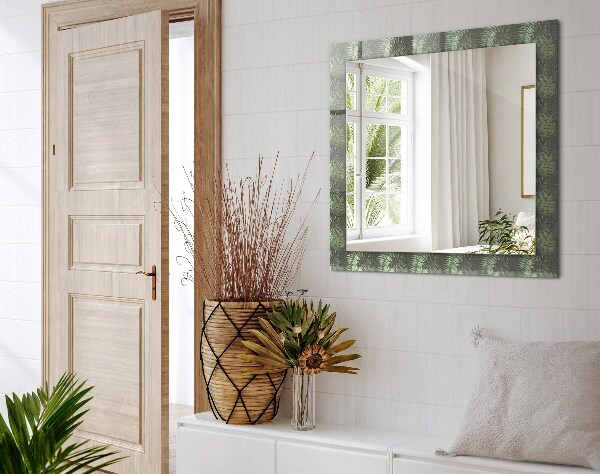 Espelho decorativo com tema de folhas tropicais