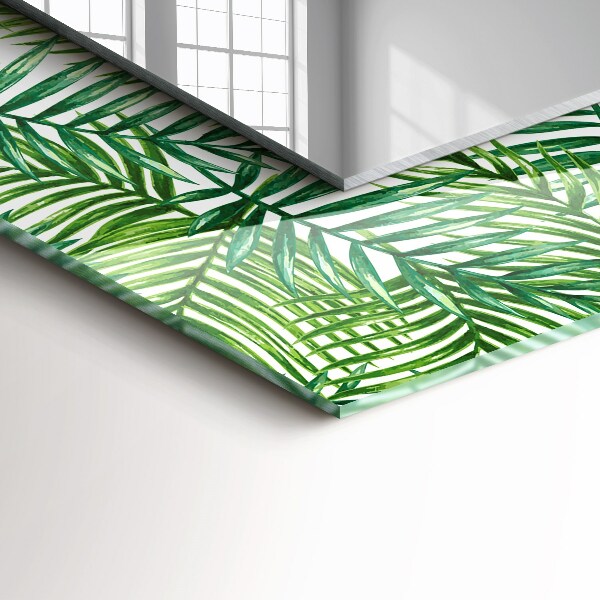 Espelho decorativo com estampa de folhas verdes de palmeira