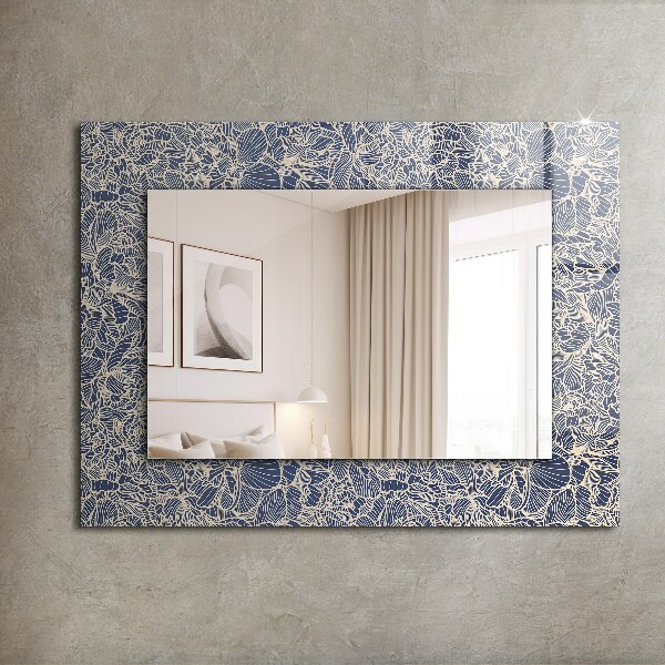 Espelho decorativo com estampa floral em tecido
