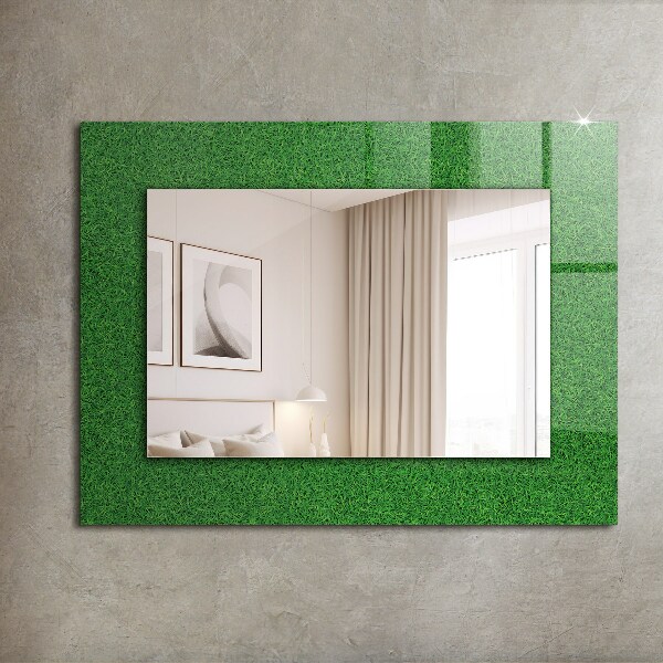 Espelho com moldura decorada na cor grama verde