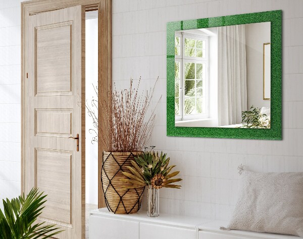 Espelho com moldura decorada na cor grama verde
