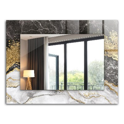 Espelho com moldura decorada em mármore com veios abstratos