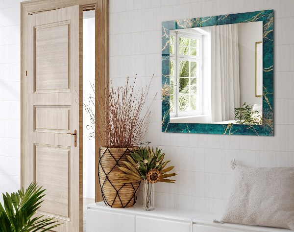 Espelho com moldura decorada em mármore verde