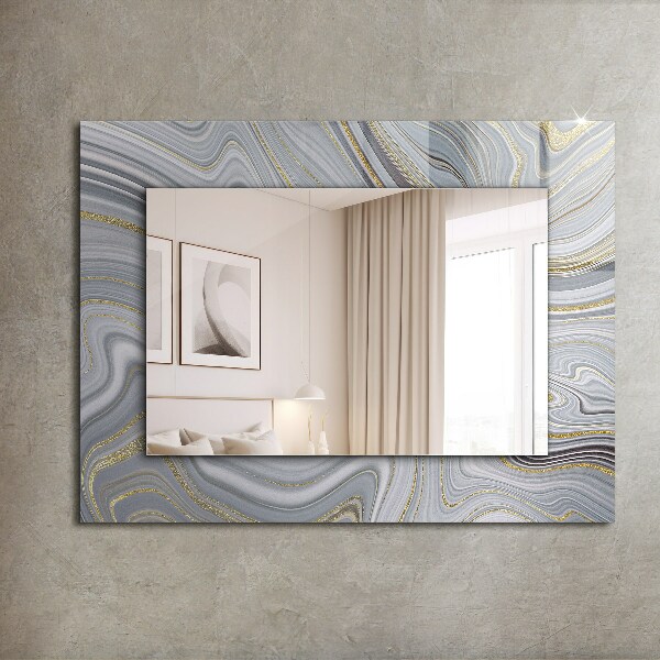 Espelho decorativo com motivos abstratos em mármore