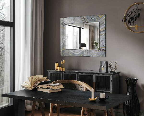 Espelho decorativo com motivos abstratos em mármore