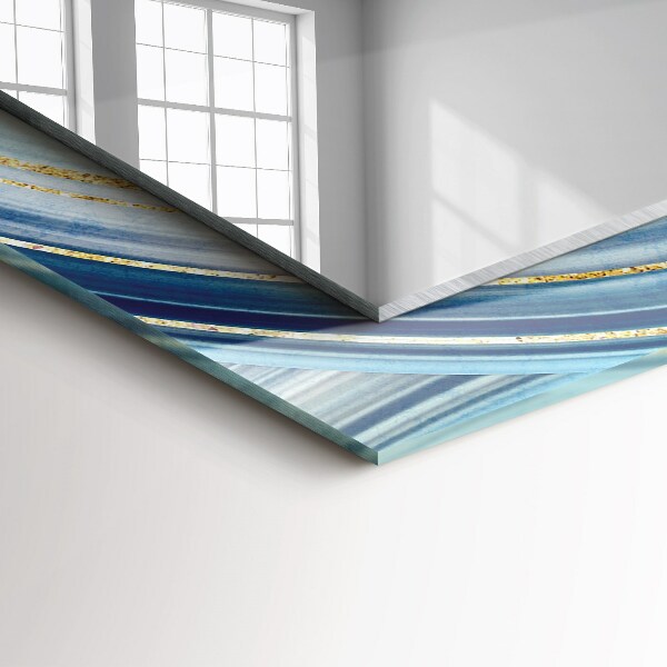 Espelho com moldura decorada em ondas abstratas azuis