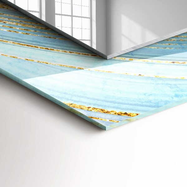 Espelho com moldura decorada em ondas abstratas azuis