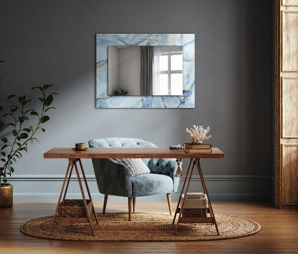 Espelho decorativo com estampa de mármore abstrato