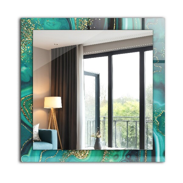 Espelho decorativo com textura abstrata verde
