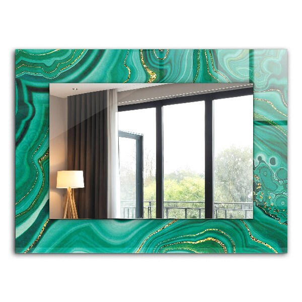 Espelho com moldura decorada em textura abstrata verde
