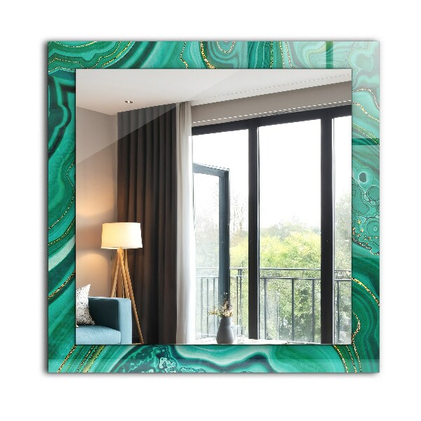 Espelho com moldura decorada em textura abstrata verde