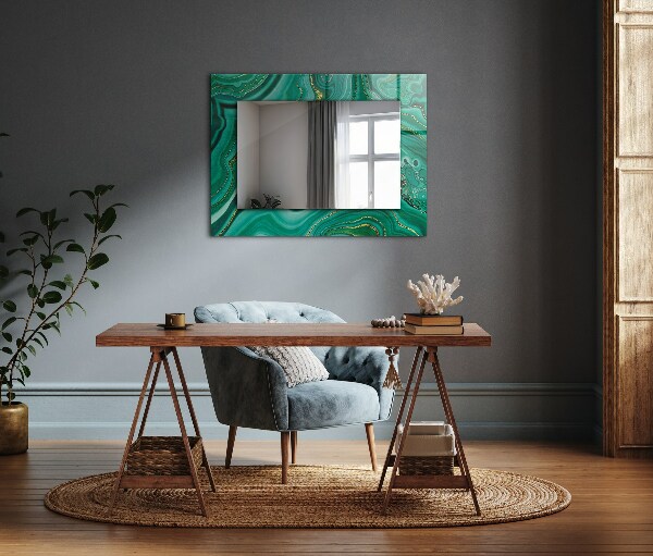 Espelho com moldura decorada em textura abstrata verde