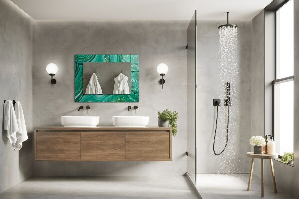 Espelho com moldura decorada em textura abstrata verde