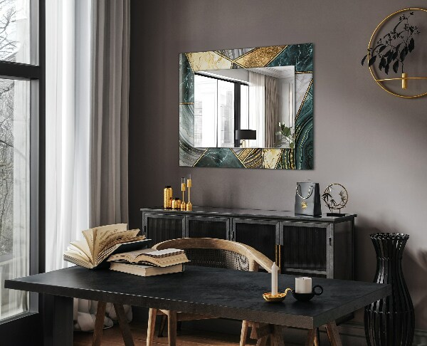 Espelho decorativo com padrão geométrico abstrato