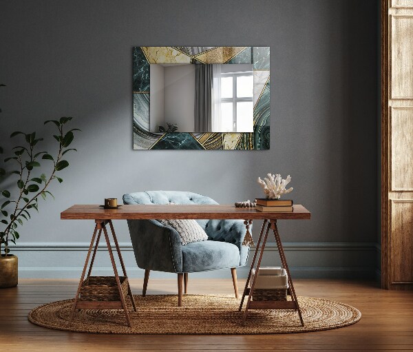 Espelho decorativo com padrão geométrico abstrato