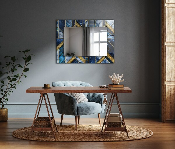 Espelho com moldura decorada com mosaico geométrico abstrato